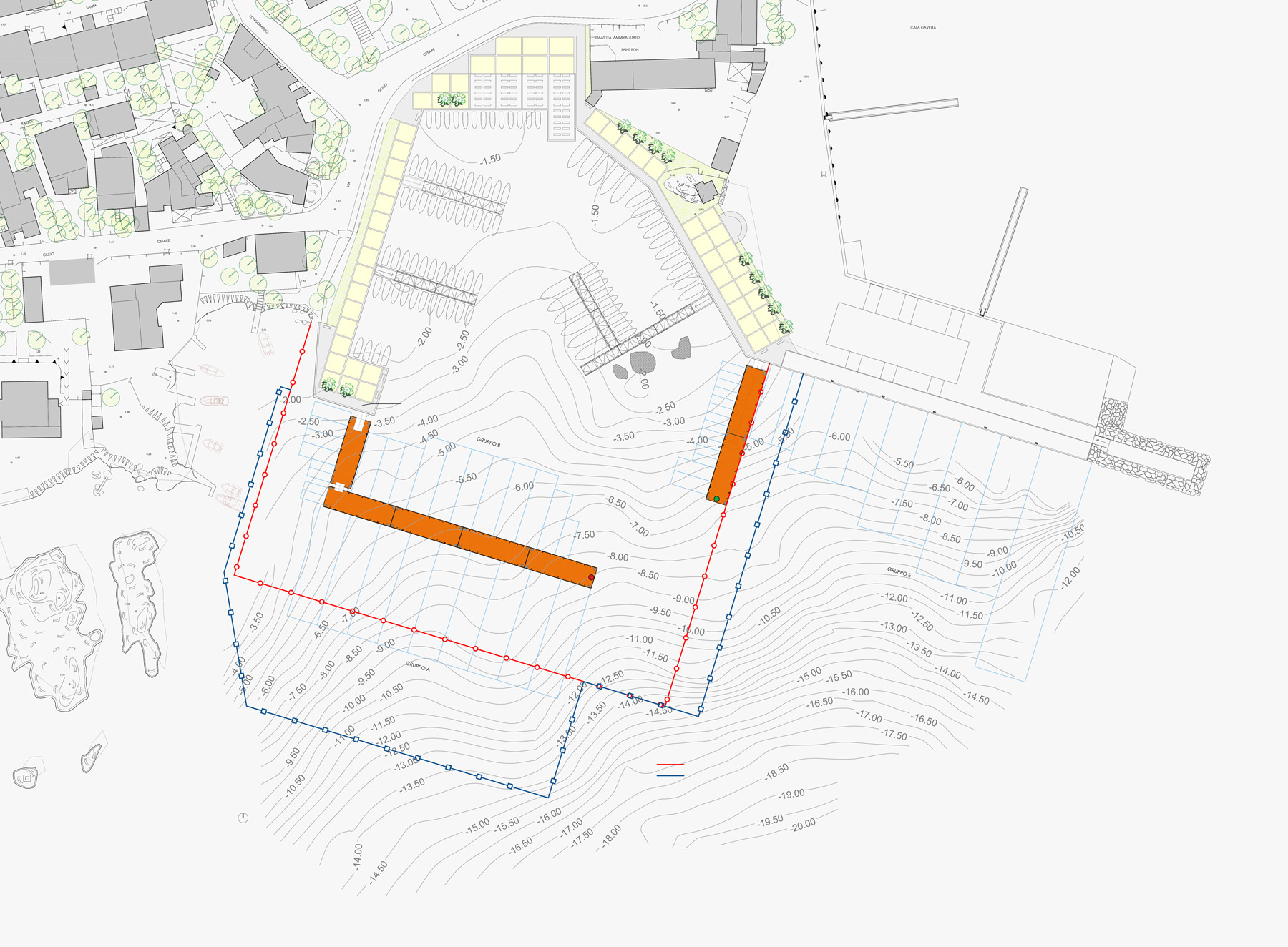 Planimetria progetto Waterfront Cala Balbiano - Ing. Ritossa